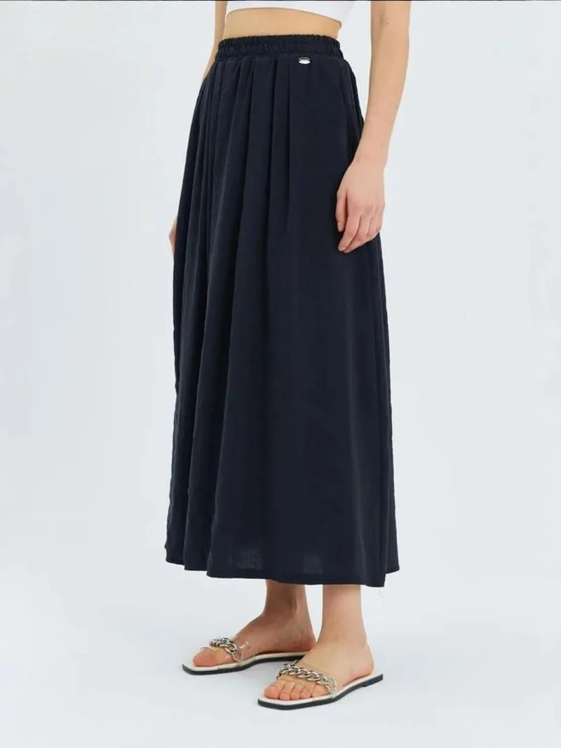 Mixray Black Mixray High-Waisted Long Skirt with Pockets for Women | Best Price UAE
